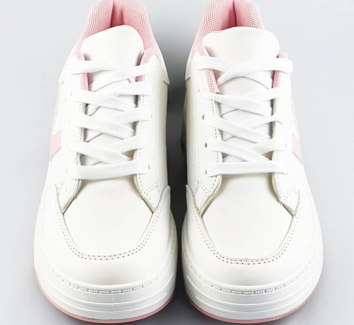 Bílo-růžové dámské sportovní šněrovací boty (S070)