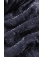 Tmavě modrá dámská zimní bunda s podšívkou z mechovité kožešiny (b537-3)