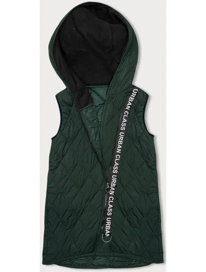 Prošívaná dámská vesta v army barvě s ozdobnou páskou (16M9118-136) Prošívaná dámská vesta v army barvě s ozdobnou páskou (16M9118-136)