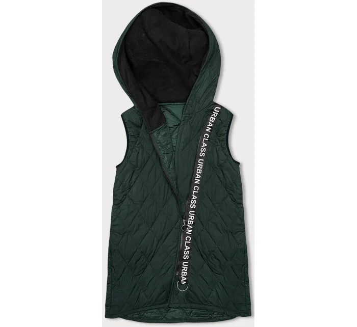 Prošívaná dámská vesta v army barvě s ozdobnou páskou (16M9118-136) Prošívaná dámská vesta v army barvě s ozdobnou páskou (16M9118-136)