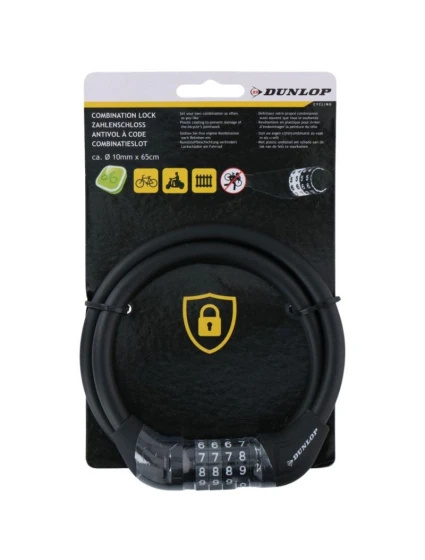 Lanko zámku jízdního kola Dunlop, šifra 10 mm x 65 cm 1042497