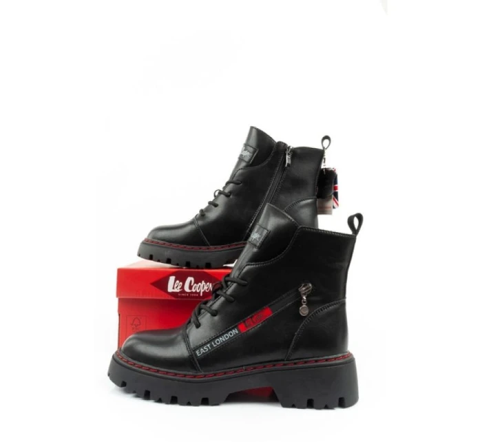 Lee Cooper boty dámské trappery dámské zateplené kožené slingbacks černé červené dámské boty