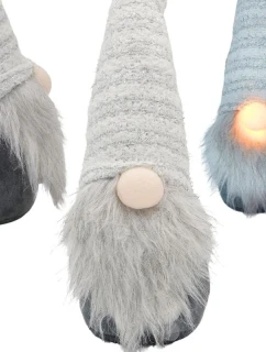 SKŘÍTEK S DLOUHÝM BÍLÝM KLOBOUKEM A SVÍTÍCÍM NOSEM 42CM