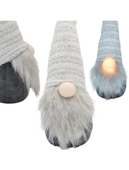 SKŘÍTEK S DLOUHÝM BÍLÝM KLOBOUKEM A SVÍTÍCÍM NOSEM 42CM