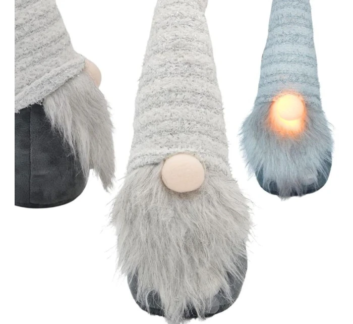 SKŘÍTEK S DLOUHÝM BÍLÝM KLOBOUKEM A SVÍTÍCÍM NOSEM 42CM