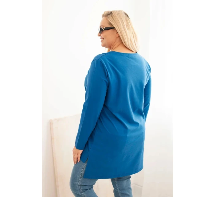 Dámská blůza Plus Size bavlněná s nápisem a výstřihem do V model 21399891 - K-Fashion