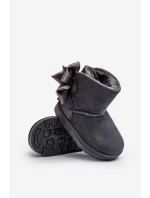 Dětské Teplé Sněhule S mašlí Šedé Snowis Dětské Teplé Sněhule S mašlí Šedé Snowis