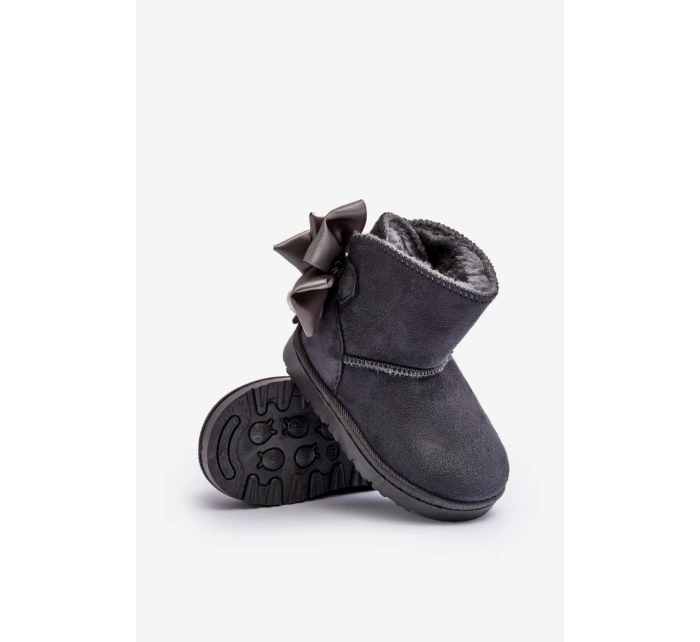 Dětské Teplé Sněhule S mašlí Šedé Snowis Dětské Teplé Sněhule S mašlí Šedé Snowis