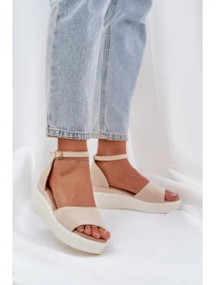 Lehké sandály na platformě a klínu světle béžové model 21684683 - Boto