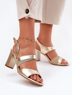 Dámské Sandály Na Podpatku Sergio Leone SK866 Zlaté