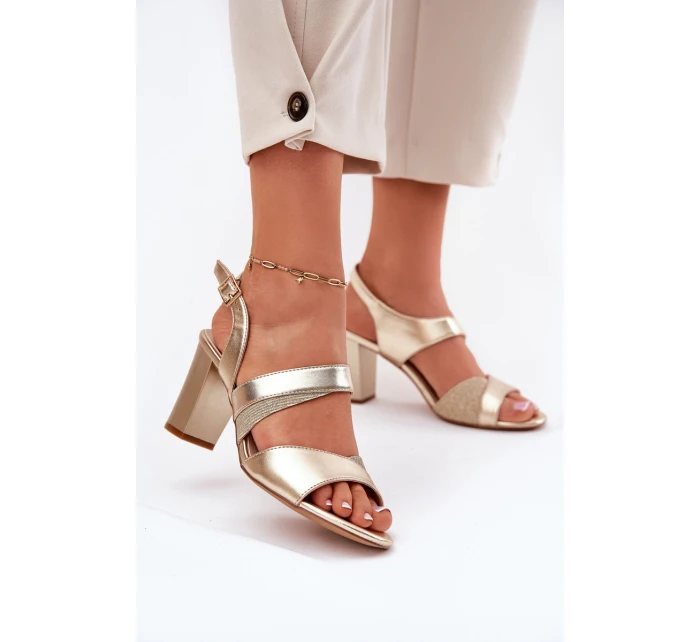 Dámské Sandály Na Podpatku Sergio Leone SK866 Zlaté