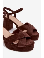 Dámské sandály na podpatku čokoládové Janelia