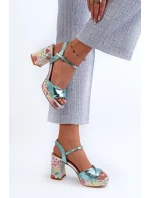 Dámské květinové sandály na vysokém podpatku D&A modré Dámské květinové sandály na vysokém podpatku D&A modré