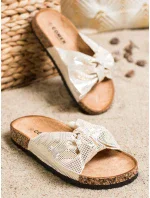 Pohodlné  nazouváky dámské zlaté bez podpatku