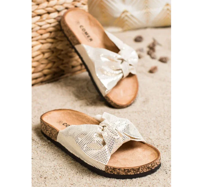 Pohodlné  nazouváky dámské zlaté bez podpatku