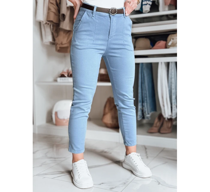 Dámské kalhoty slim fit s páskem TAIRONIK modré FashionStreet UY2540