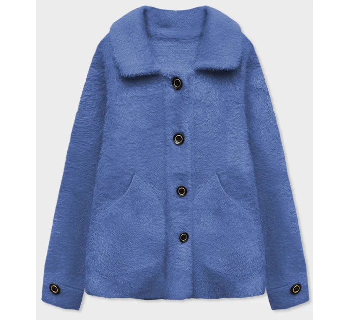 Světle modrý krátký přehoz přes oblečení typu alpaka na knoflíky model 18035566 - MADE IN ITALY