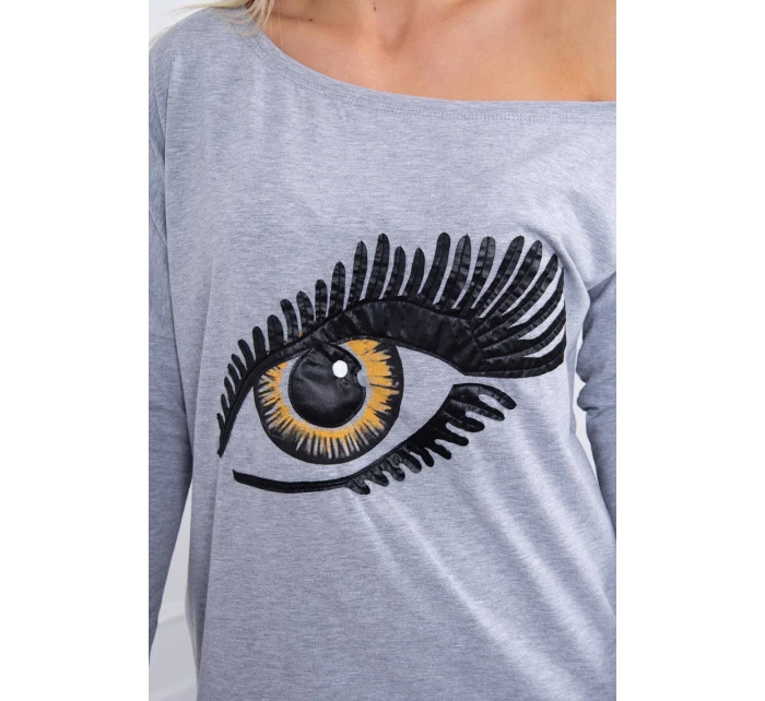 Halenka s potiskem a delšími zády šedá