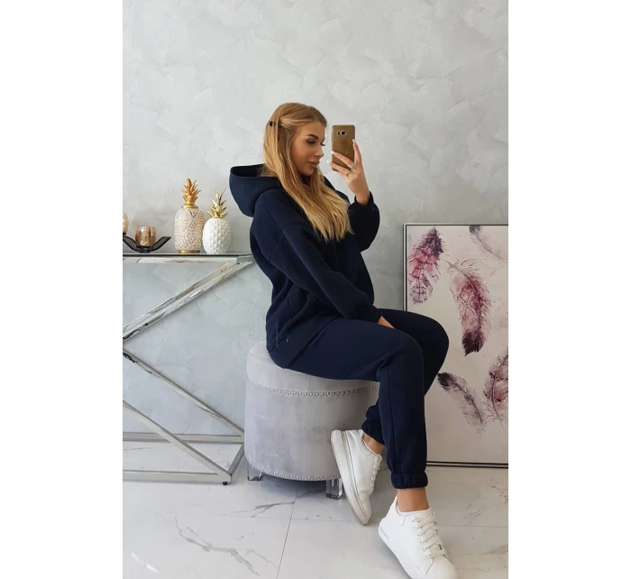 Zateplený set s mikinou s kapucí tmavě modrý Zateplený set s mikinou s kapucí tmavě modrý