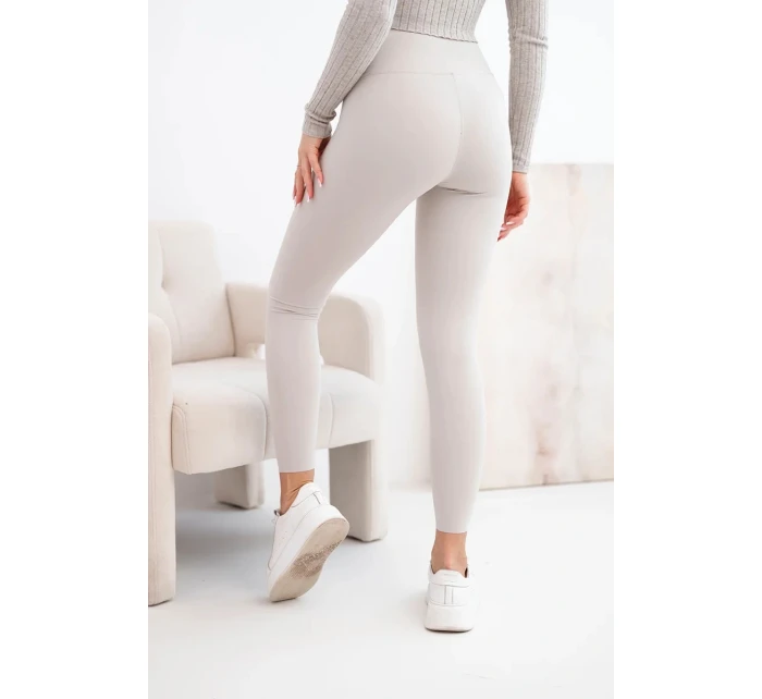 Dámské legíny s vysokým pasem a elastickým pasem béžové