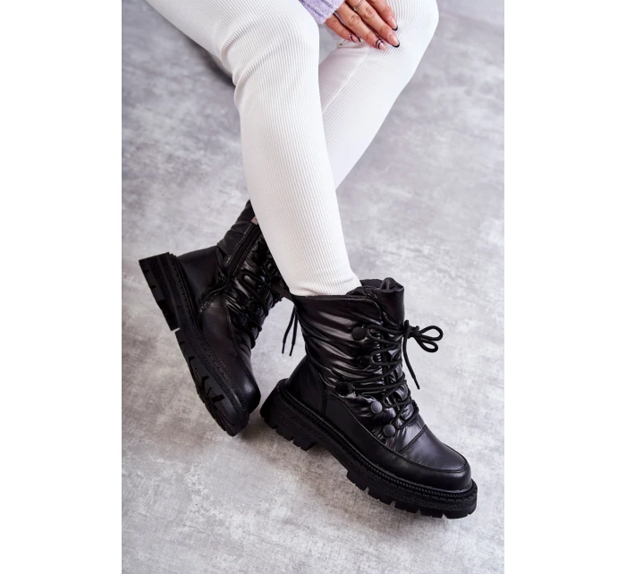 Dámské šněrovací boty do sněhu model 21596648 Černe - Goe