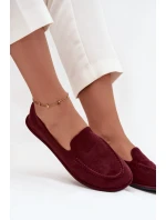 Dámské mokasíny z eko semiše ploché bordové model 21710856 - Boto Dámské mokasíny z eko semiše ploché bordové model 21710856 - Boto