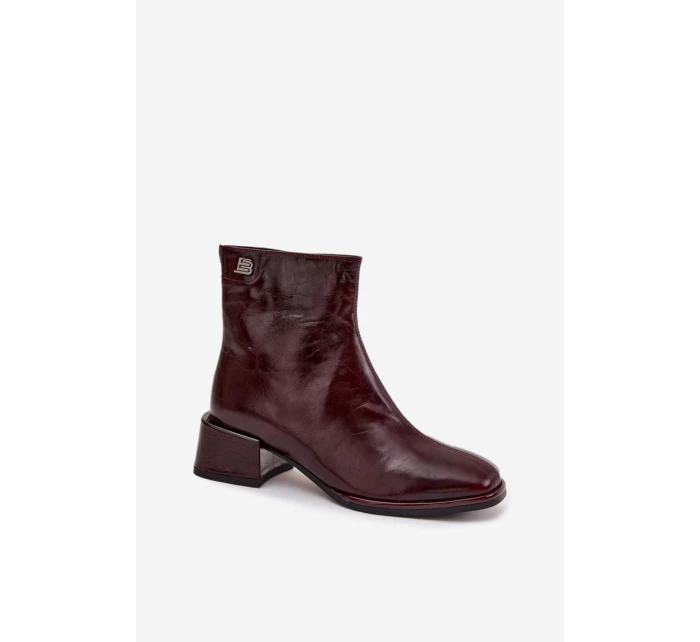 Dámské kotníkové boty z přírodní kůže na klíně vyhřívané D&A CR52-715 bordó