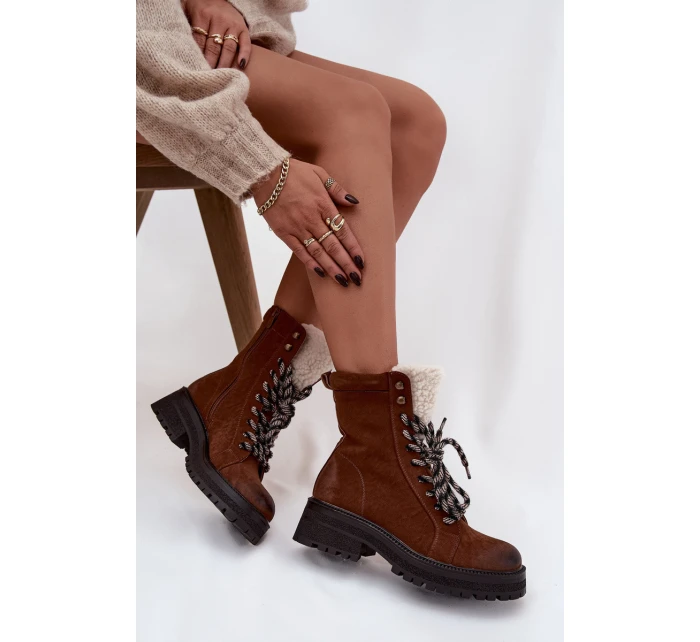 Dámské trekové boty z eko kůže Camel model 21744744 - Boto Dámské trekové boty z eko kůže Camel model 21744744 - Boto