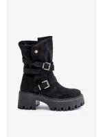 Dámské Kotníkové Boty Na Masivním Podpatku S Přezkami A Páskem Černé Nerelisa Dámské Kotníkové Boty Na Masivním Podpatku S Přezkami A Páskem Černé Nerelisa