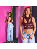 Sexy Koucla Wetlook Crop Top with Cut Outs