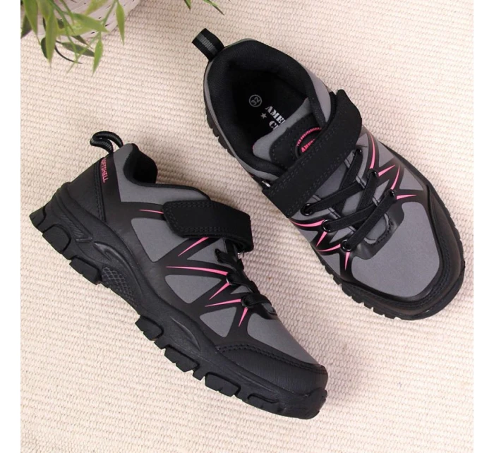 American Club Jr AM902A šedé trekové boty na suchý zip