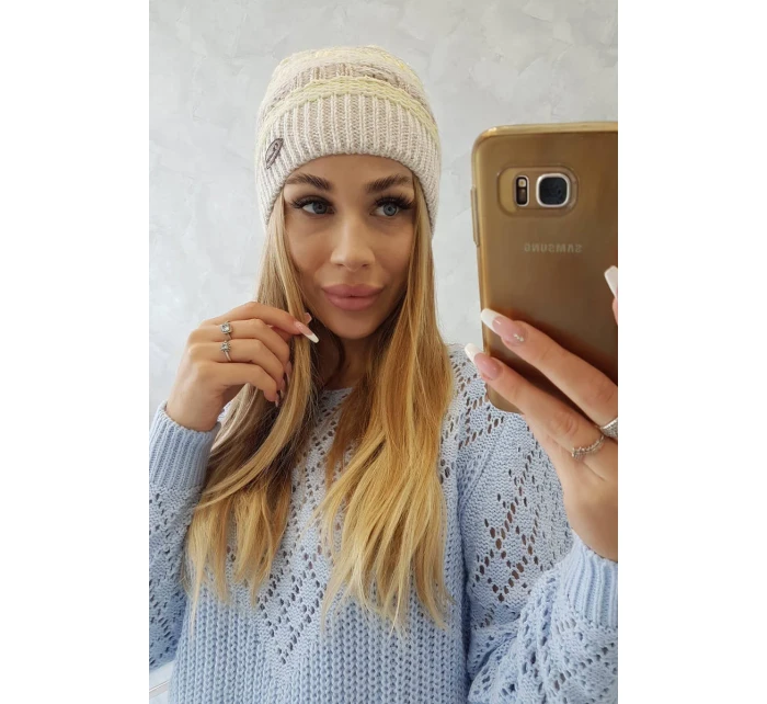 Fleecová čepice Patrycja K254 žlutá+béžová