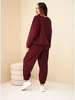 Dámský model 22353125 komplet s mikinou a tepláky jogger bordó - K-Fashion Dámský model 22353125 komplet s mikinou a tepláky jogger bordó - K-Fashion