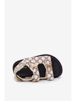 Dětské Sandály Na Suchý Zip Se Zlatými Detaily Béžové Cavina Dětské Sandály Na Suchý Zip Se Zlatými Detaily Béžové Cavina