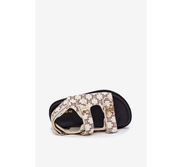 Dětské Sandály Na Suchý Zip Se Zlatými Detaily Béžové Cavina Dětské Sandály Na Suchý Zip Se Zlatými Detaily Béžové Cavina