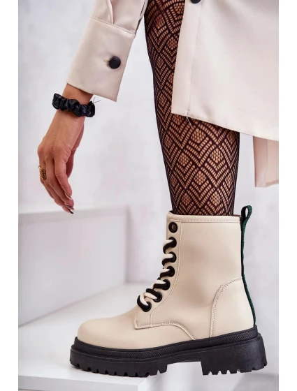 Dámské kožené boty Workers Světle béžové Denila Dámské kožené boty Workers Světle béžové Denila