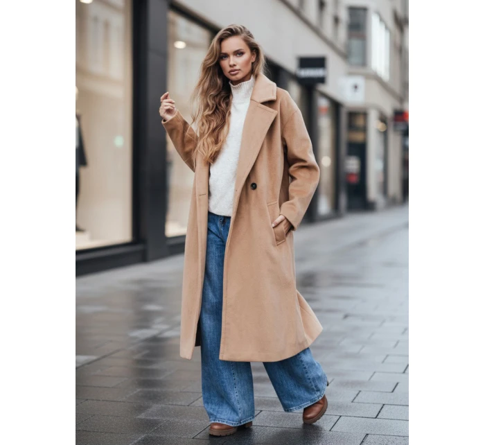 Dámský přechodný hnědý kabát oversize FashionStreet NY0767z