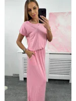 Viskózové šaty s kapsami světle růžová