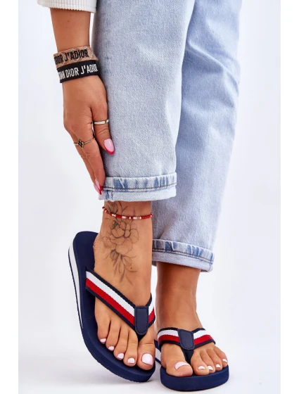 Dámské žabky na platformě Big Star model 21610799 námořnická modrá - Big Star Shoes Dámské žabky na platformě Big Star model 21610799 námořnická modrá - Big Star Shoes