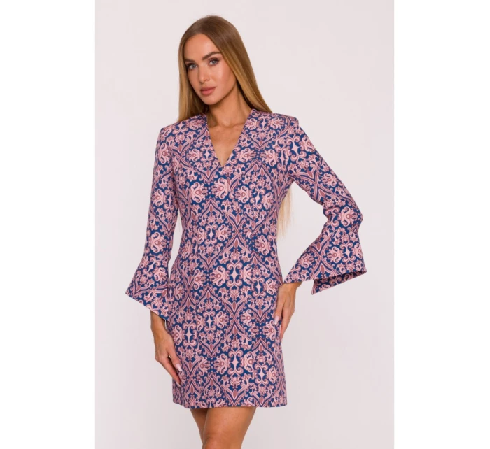M877 Šaty s potiskem a širokými manžetami - model 3