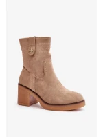 Zateplené Dámské Kotníkové Boty Na Podpatku Hnědé Vailia