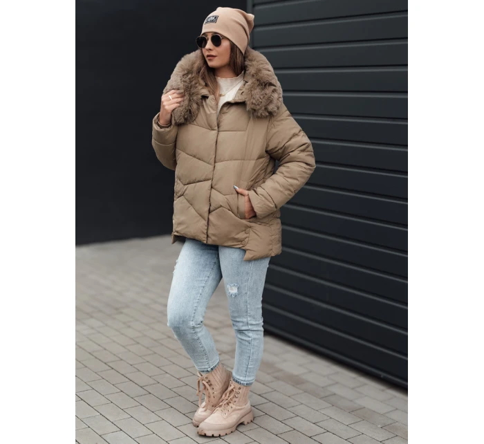 Dámská zimní bunda FIXMIX s prošívanou kapucí béžová FashionStreet TY4673