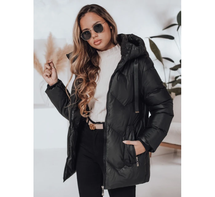 Dámská zimní bunda černá prošívaná model 21990826 - Dstreet Dámská zimní bunda černá prošívaná model 21990826 - Dstreet