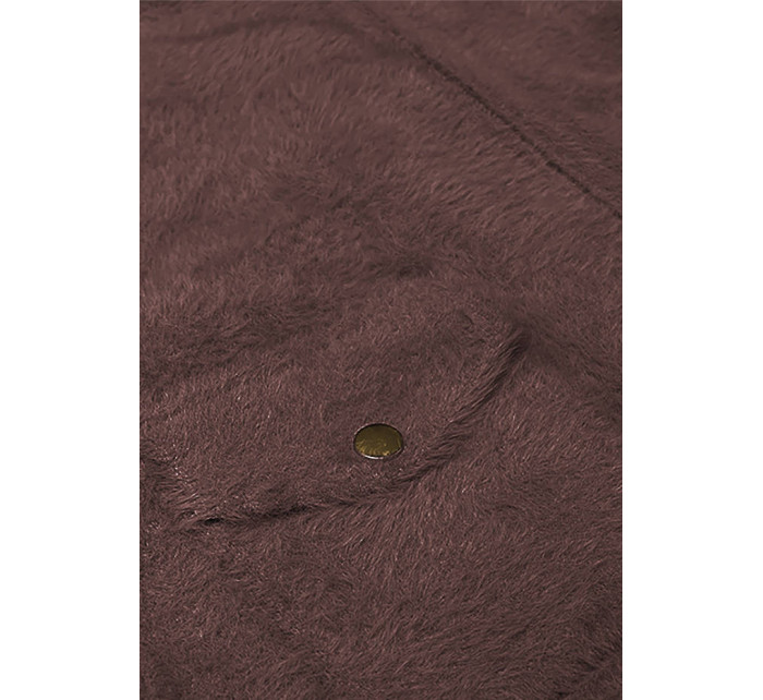 Krátká vlněná bunda typu "alpaka" v čokoládové barvě (553)
