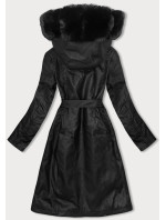 Zateplená černá bunda ramoneska s kapucí (11Z8059)