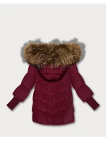 Dámská zimní bunda ve vínové bordó barvě s úpletovými stahovacími lemy (KK60616)
