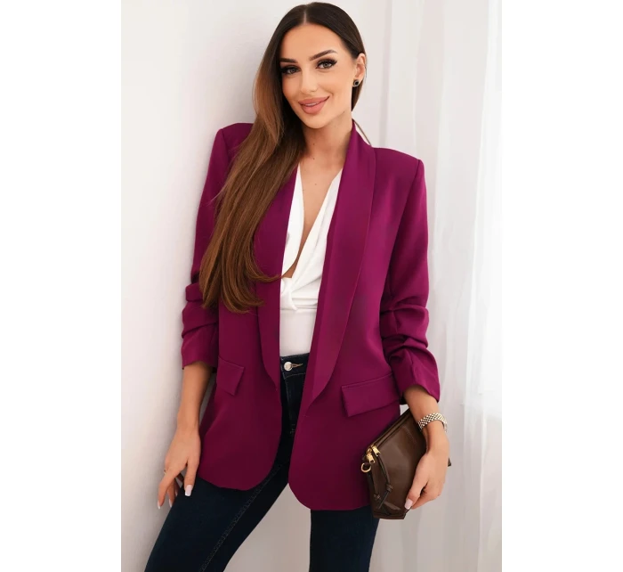 Bunda s klopou elegantní švestka Bunda s klopou elegantní švestka