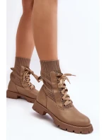 Dámské botky se šňůrkou a světle béžovou podkolenkou Gentiana