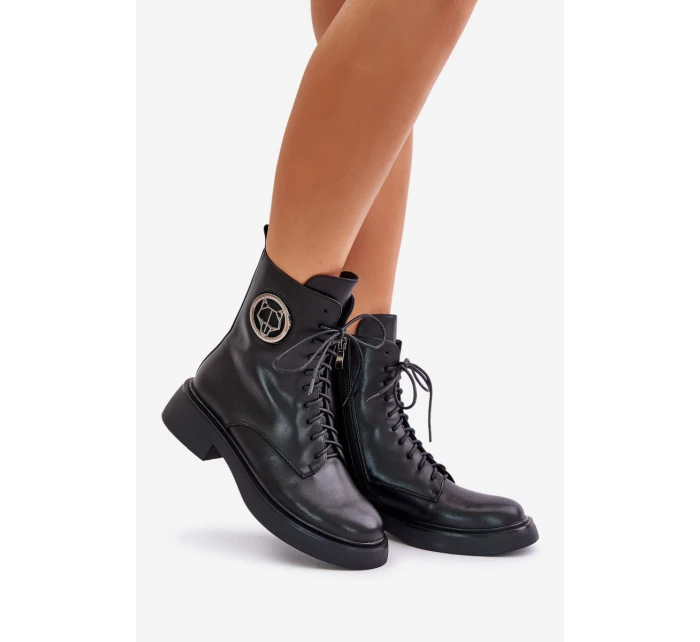 Kožené botky s podšívkou na zip černé model 21675499 - Boto Kožené botky s podšívkou na zip černé model 21675499 - Boto