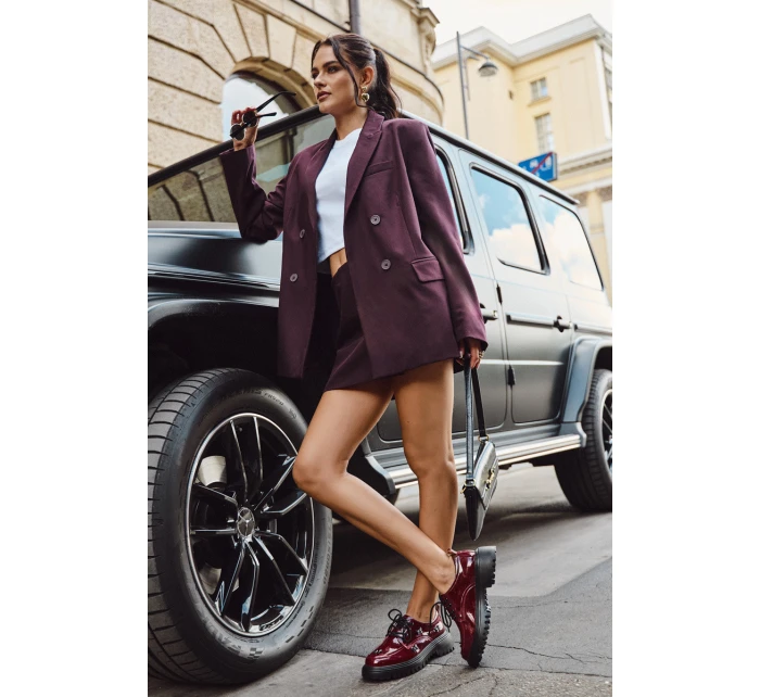 Dámské lakované kožené polobotky s připínacími doplňky Artiker – bordó